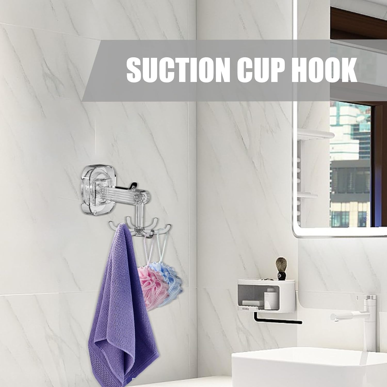 360° Rotatable Suction Cup Hook - Shower Organizer Hook for Bathroom, Kitchen - Image 10