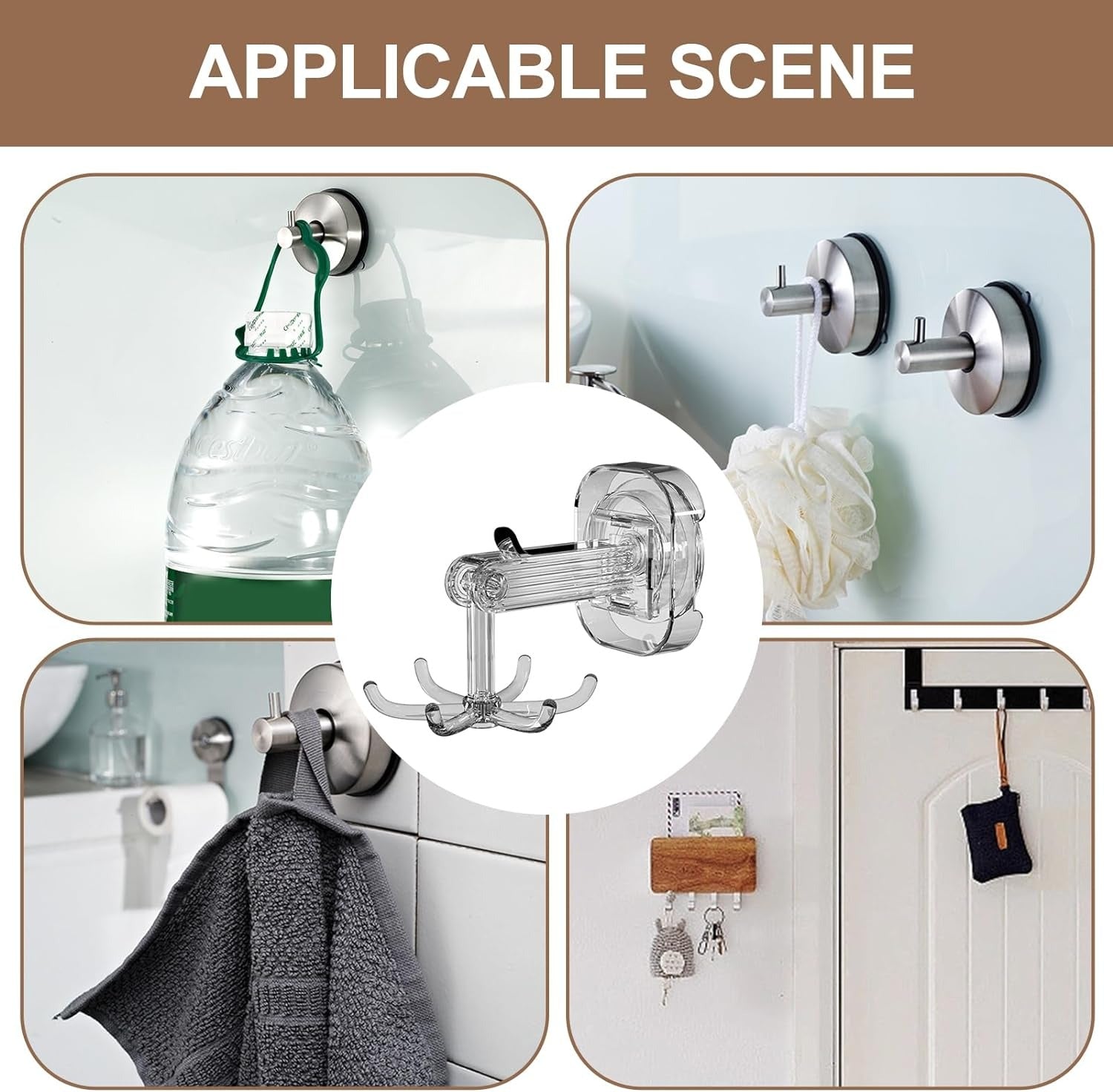360° Rotatable Suction Cup Hook - Shower Organizer Hook for Bathroom, Kitchen - Image 11