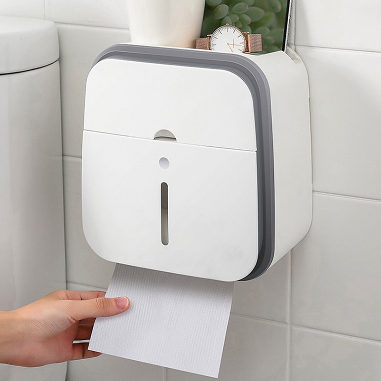 3in1 Toilet Paper Holder Punch Free Wall Mount Tissue Box