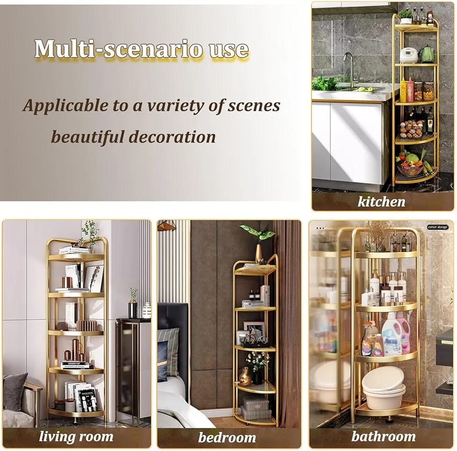 5-Tier Corner Storage Rack, Folding Shelf Stand For Bathroom, Kitchen, Living Room - Image 14