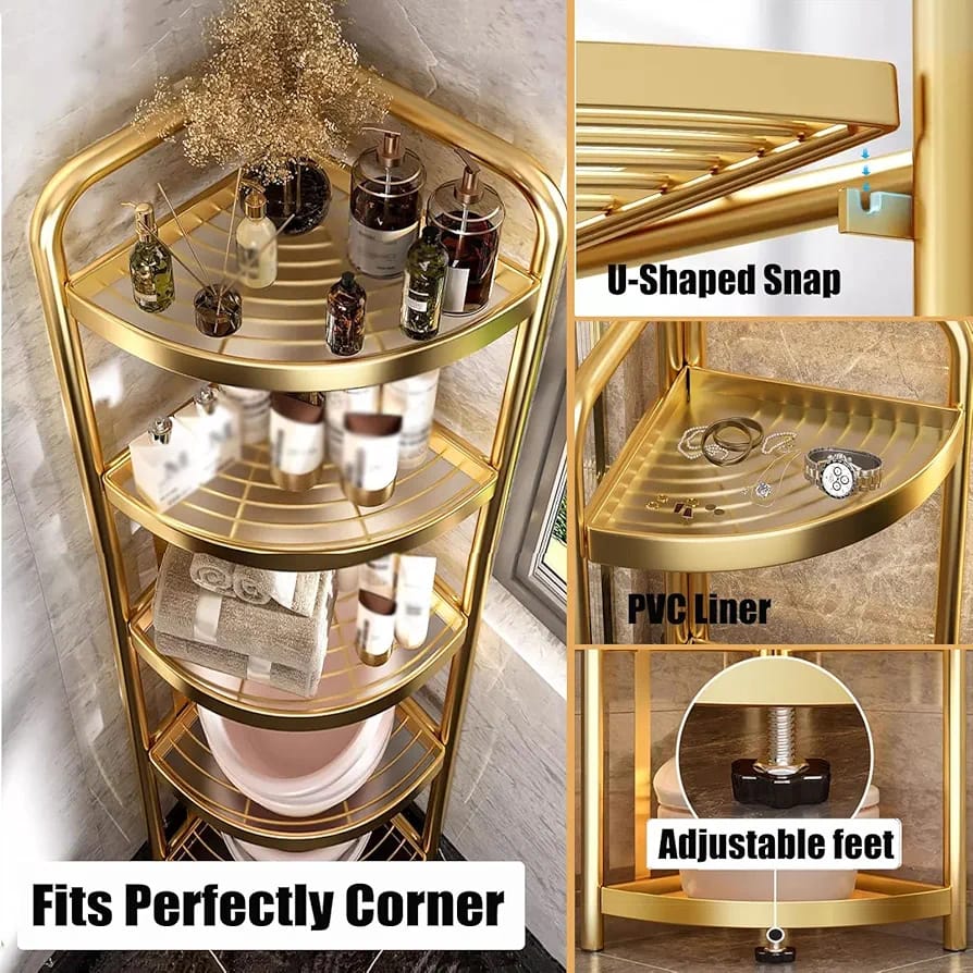 5-Tier Corner Storage Rack, Folding Shelf Stand For Bathroom, Kitchen, Living Room - Image 4