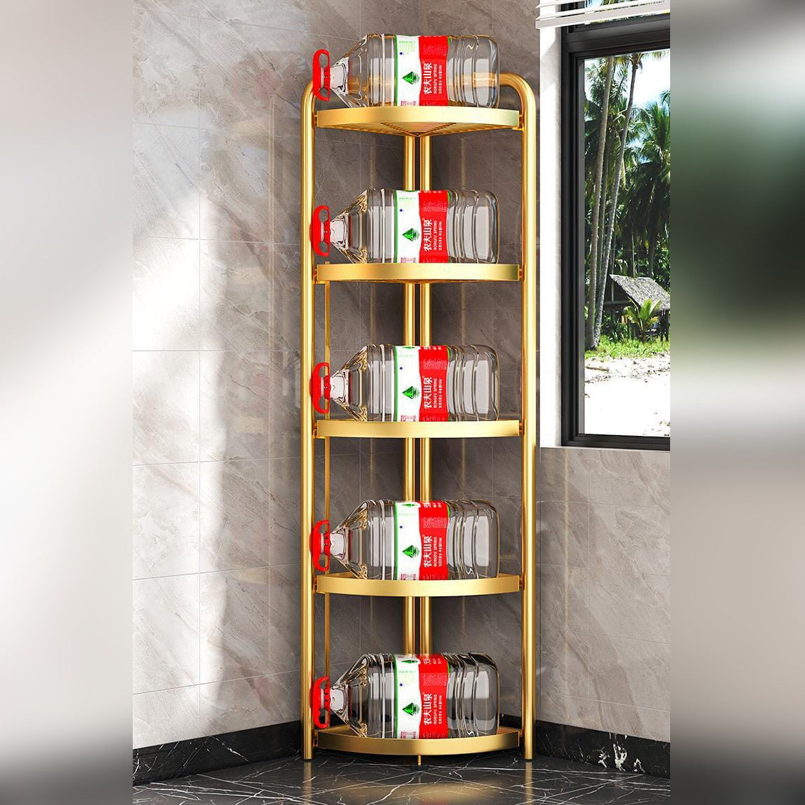 5-Tier Corner Storage Rack, Folding Shelf Stand For Bathroom, Kitchen, Living Room - Image 8