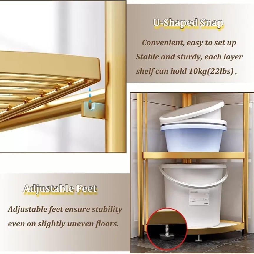 5-Tier Corner Storage Rack, Folding Shelf Stand For Bathroom, Kitchen, Living Room - Image 13
