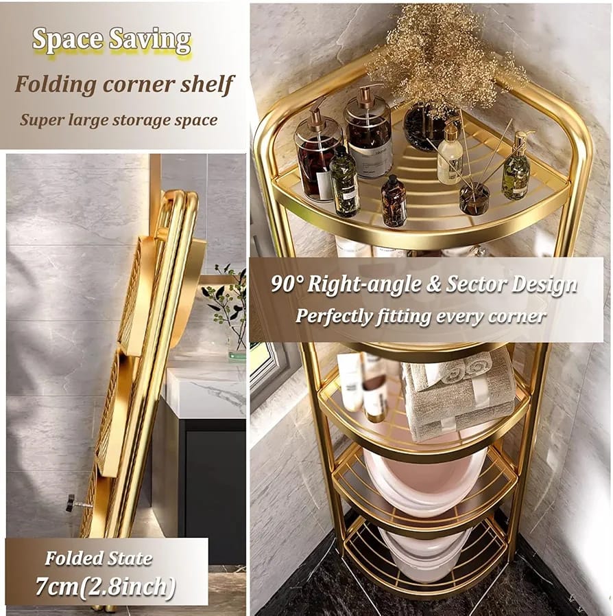 5-Tier Corner Storage Rack, Folding Shelf Stand For Bathroom, Kitchen, Living Room - Image 11
