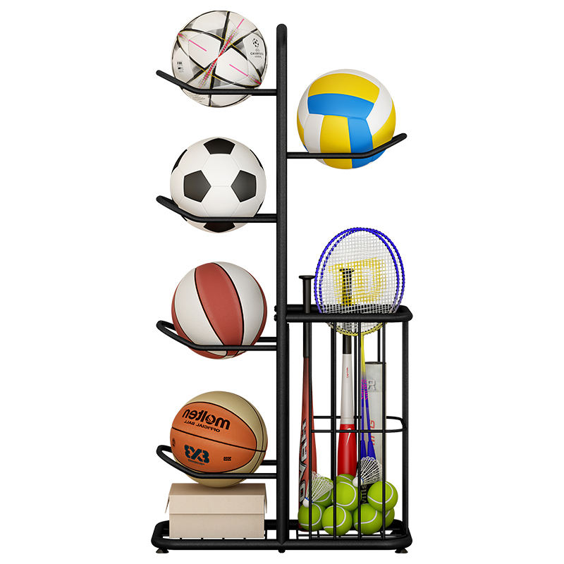Ball Storage Rack, Basketball Football Volleyball Badminton Racket Storage Stand, Sports Accessories Holder - Image 5