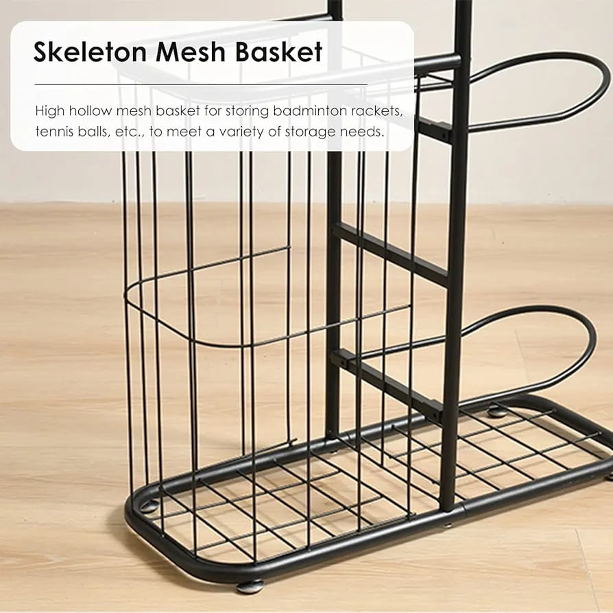 Ball Storage Rack, Basketball Football Volleyball Badminton Racket Storage Stand, Sports Accessories Holder - Image 3