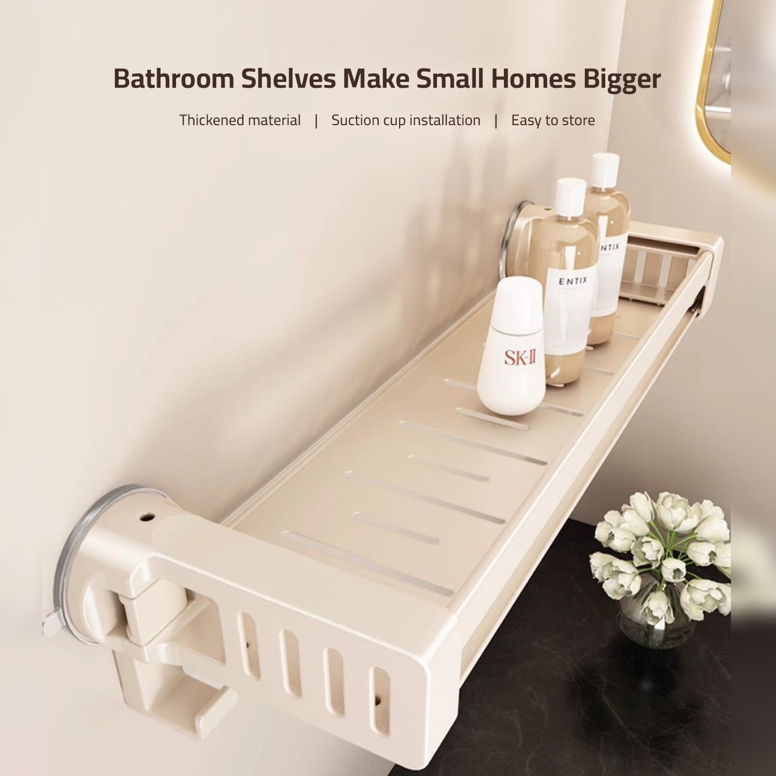 Bathroom shelf rack, Suction Cup Wall Mounted Storage Holder, Shower Shelf Organizer - Image 6