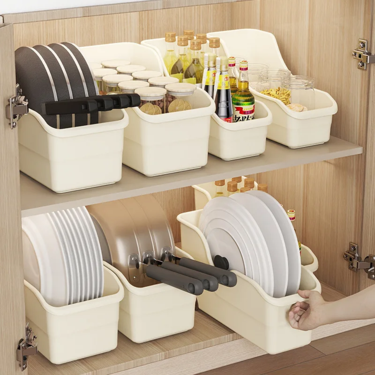 Cabinet Storage Organizer Box with Wheels, Kitchen Portable Storage Container Bin Rollable Box for Home, Pantry, Closet