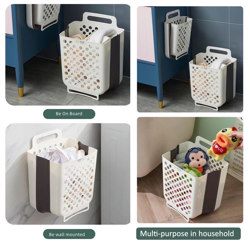 Collapsible Wall Mount Laundry Basket - Space Saving Foldable Storage - Image 4