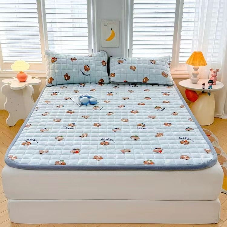 Double Thickened Fitted Mattress Topper, Quilted Mattress Cover, Mattress Protector with Elastic Strap - Image 6