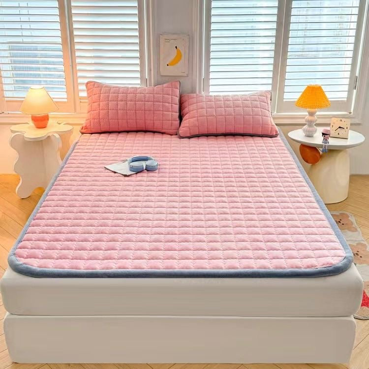 Double Thickened Fitted Mattress Topper, Quilted Mattress Cover, Mattress Protector with Elastic Strap - Image 3