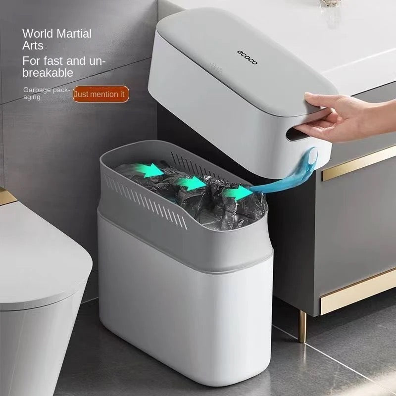 ECOCO Narrow Space Press-type Trash Can, Household Garbage Waste Bin - Image 4