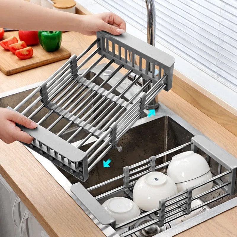 Expandable Dish Drying and Washing Basket - Adjustable Over The Sink Dish Drain Rack, Fruit and Vegetable Washing - Image 5