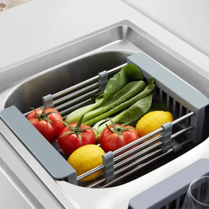 Expandable Dish Drying and Washing Basket - Adjustable Over The Sink Dish Drain Rack, Fruit and Vegetable Washing - Image 6