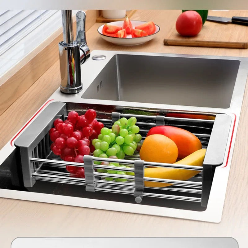 Expandable Dish Drying and Washing Basket - Adjustable Over The Sink Dish Drain Rack, Fruit and Vegetable Washing - Image 4
