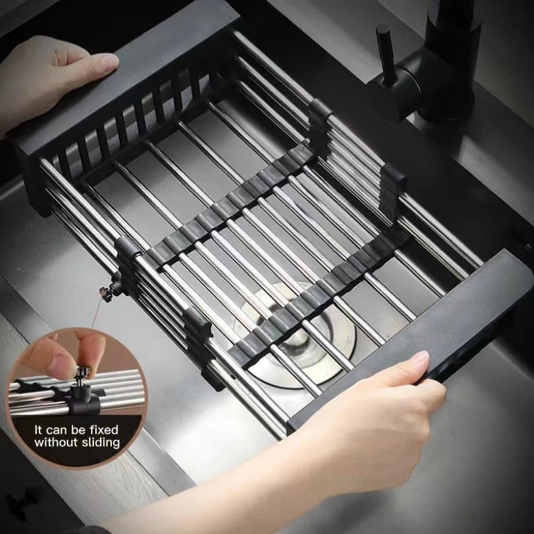 Expandable Dish Drying and Washing Basket - Adjustable Over The Sink Dish Drain Rack, Fruit and Vegetable Washing - Image 9