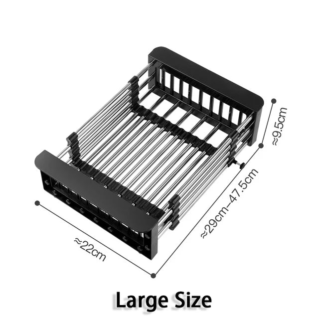 Expandable Dish Drying and Washing Basket - Adjustable Over The Sink Dish Drain Rack, Fruit and Vegetable Washing - Image 11