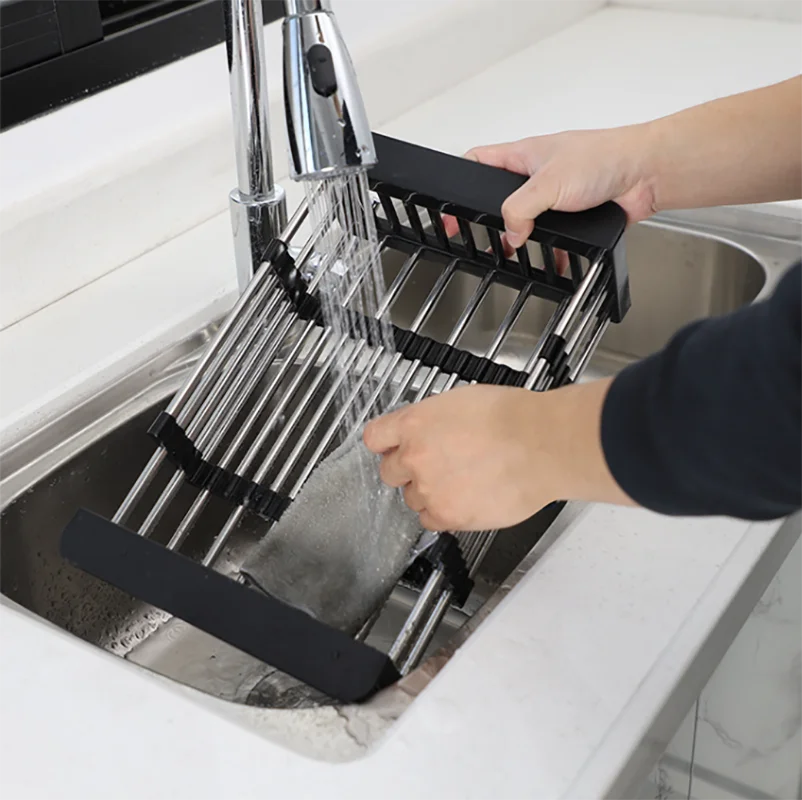 Expandable Dish Drying and Washing Basket - Adjustable Over The Sink Dish Drain Rack, Fruit and Vegetable Washing - Image 10