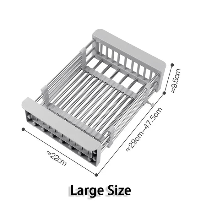 Expandable Dish Drying and Washing Basket - Adjustable Over The Sink Dish Drain Rack, Fruit and Vegetable Washing - Image 12