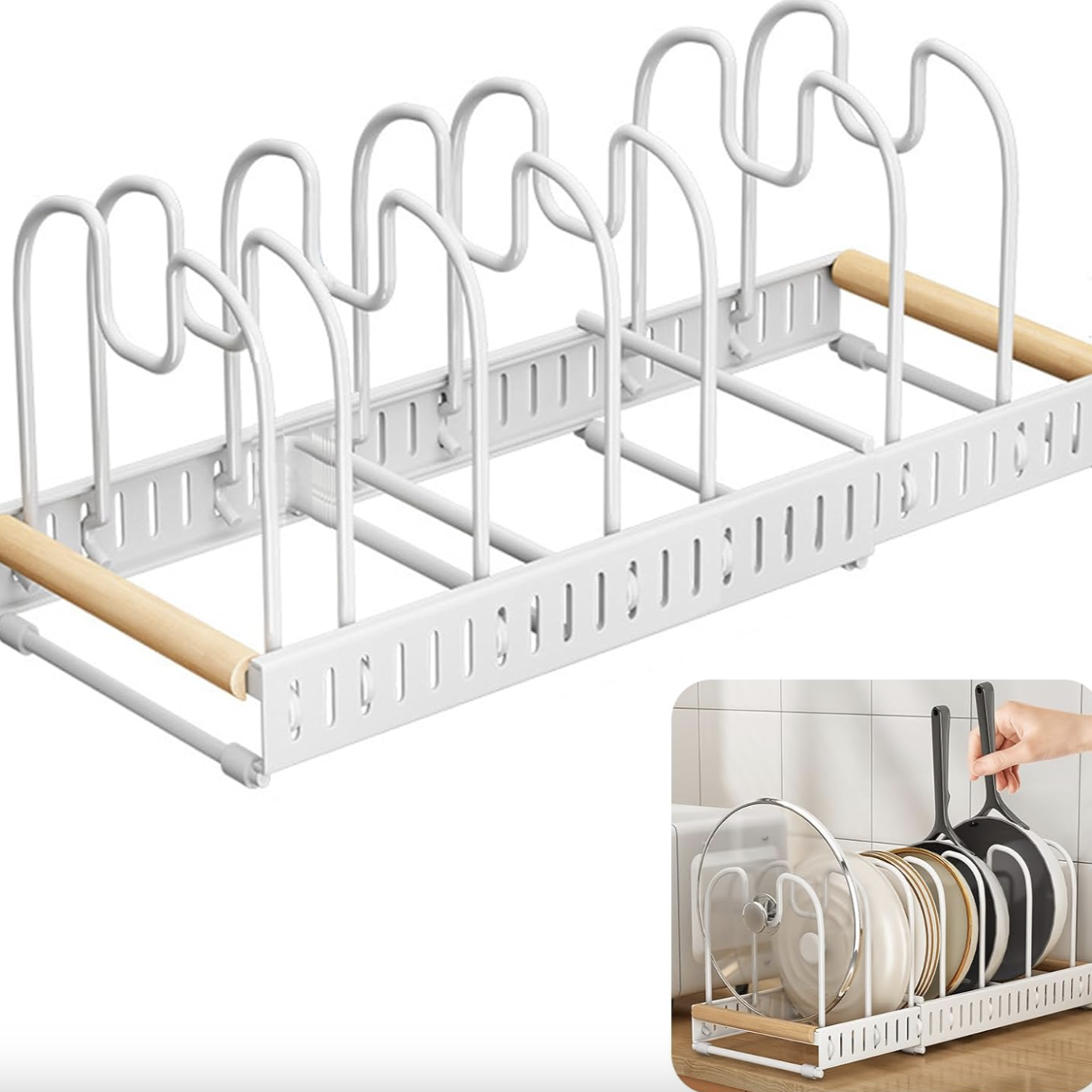 Expandable Pot and Pan Organizer Rack, Lid Holder – Adjustable Kitchen Storage Solution - Image 9