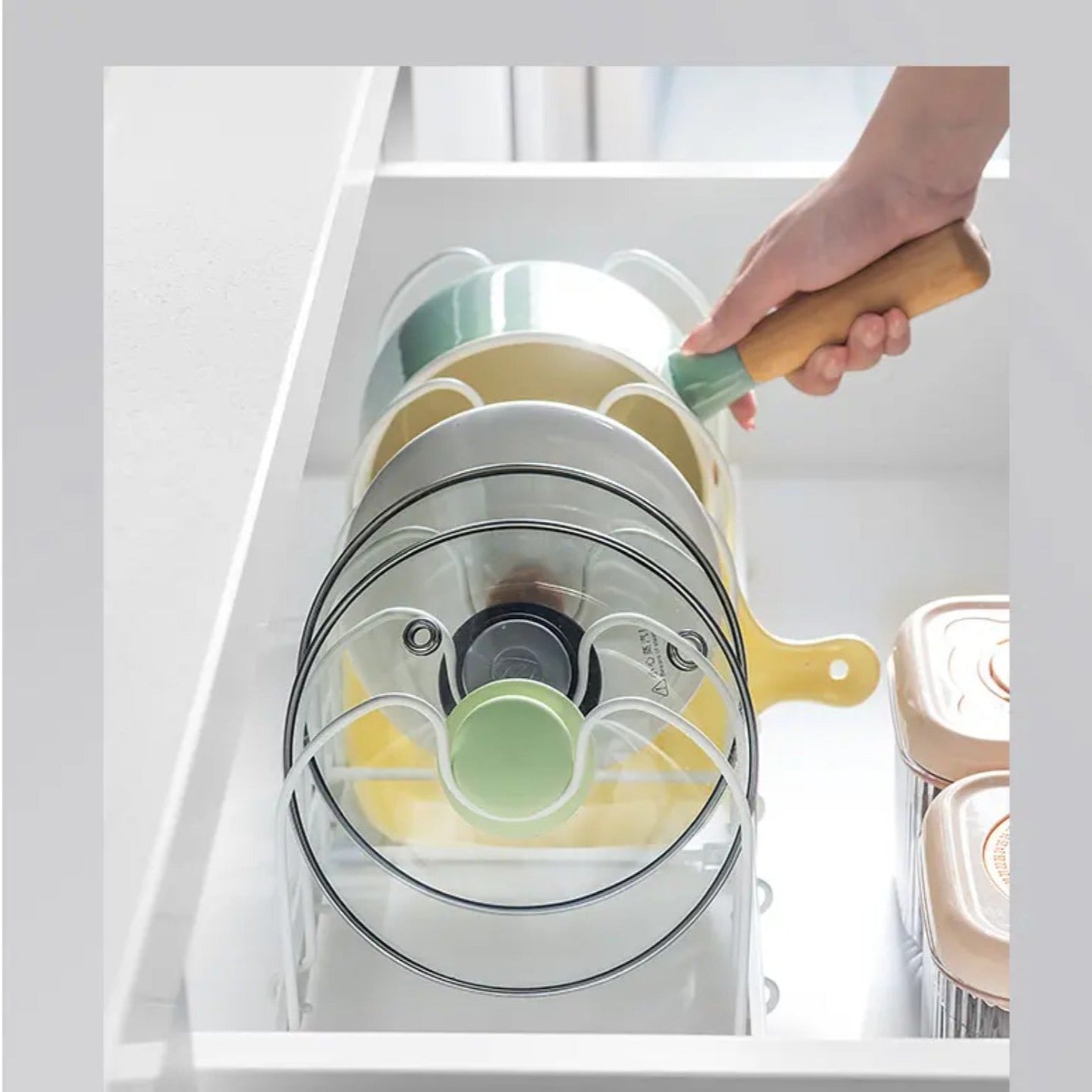 Expandable Pot and Pan Organizer Rack, Lid Holder – Adjustable Kitchen Storage Solution - Image 3