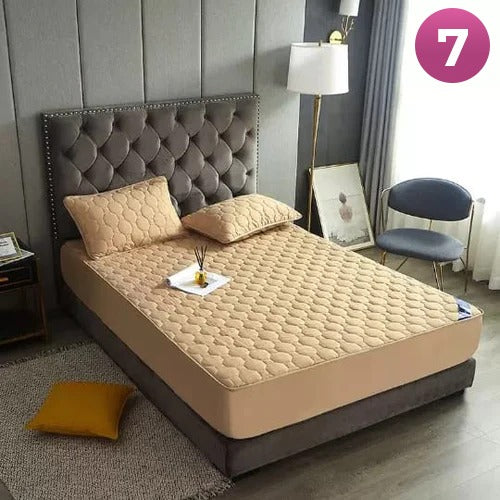 Fitted Size Mattress Bed Sheet with 2 Pillow Case, Printed Waterproof Mattress Protector Bed Sheet - Image 12