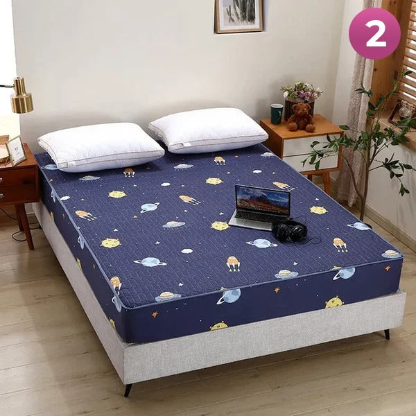 Fitted Size Mattress Bed Sheet with 2 Pillow Case, Printed Waterproof Mattress Protector Bed Sheet - Image 7