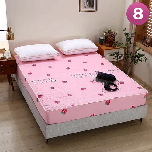 Fitted Size Mattress Bed Sheet with 2 Pillow Case, Printed Waterproof Mattress Protector Bed Sheet - Image 13