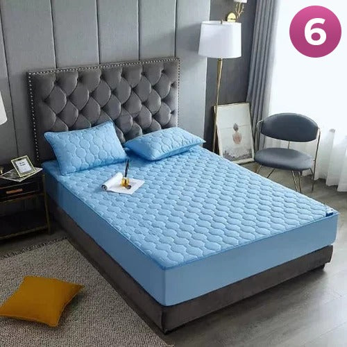 Fitted Size Mattress Bed Sheet with 2 Pillow Case, Printed Waterproof Mattress Protector Bed Sheet - Image 11