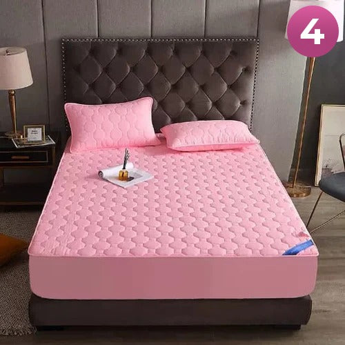 Fitted Size Mattress Bed Sheet with 2 Pillow Case, Printed Waterproof Mattress Protector Bed Sheet - Image 9