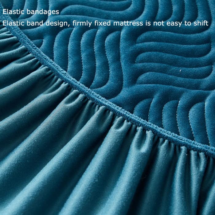 Fitted Size Washable Thicken Quilted Velvet Solid Color Mattress Bedsheet + 2 Pillow Case - Image 15