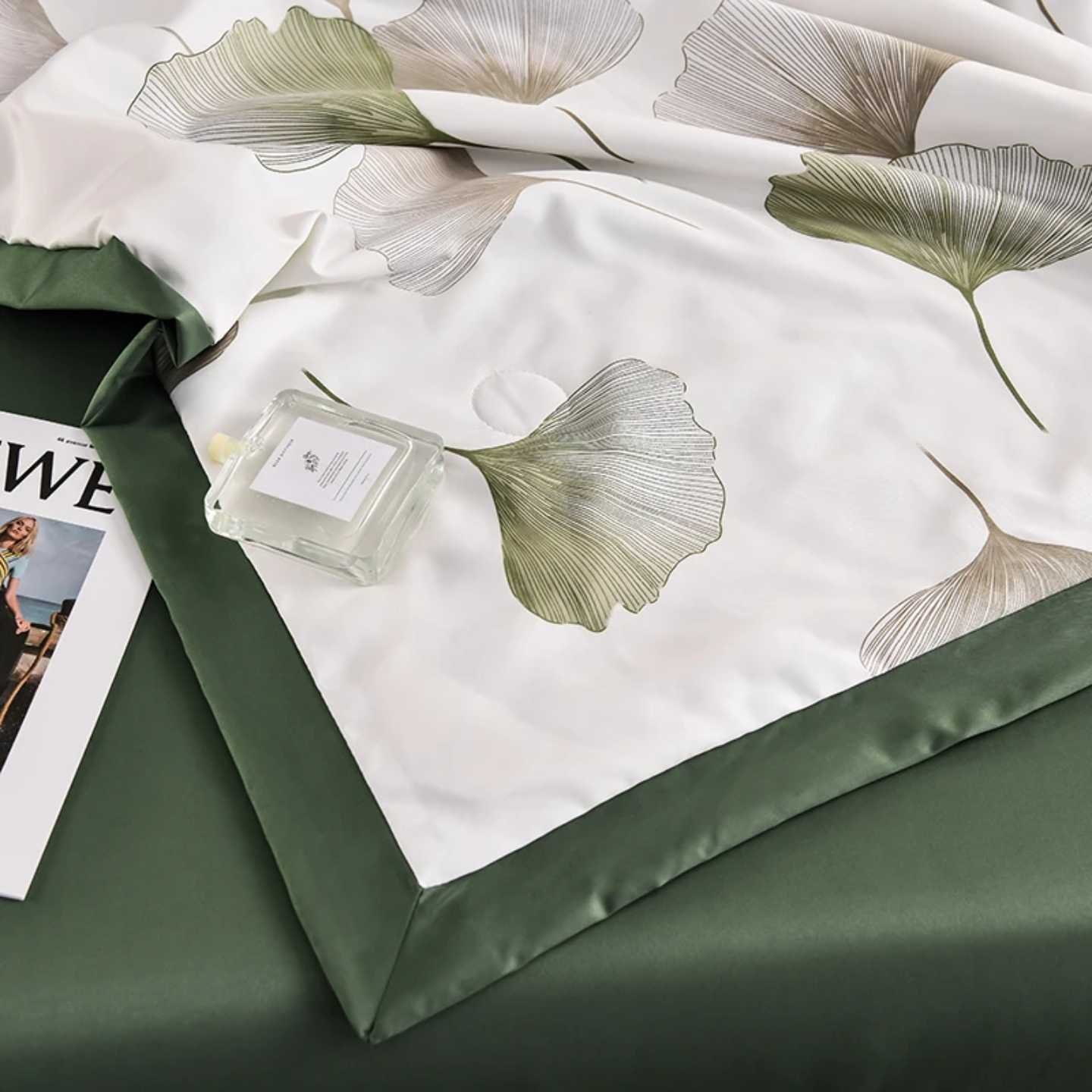 Floral Print TENCEL Summer Quilt Bedding Set, 4-Piece Lightweight Comforter with Bedsheet & Pillow Covers - Image 9