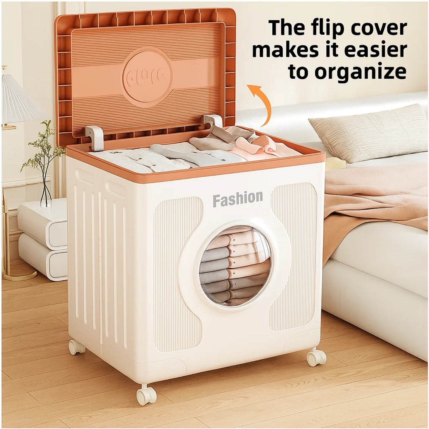 Foldable Storage Organizer Box, Rolling Plastic Storage Cabinet Bin - Image 7