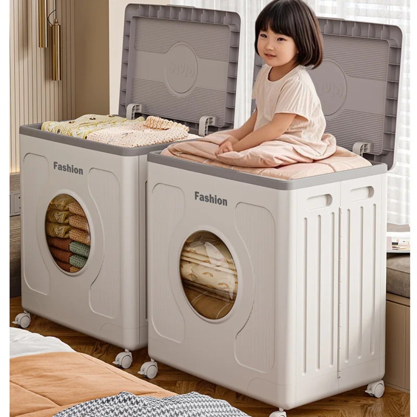 Foldable Storage Organizer Box, Rolling Plastic Storage Cabinet Bin - Image 10