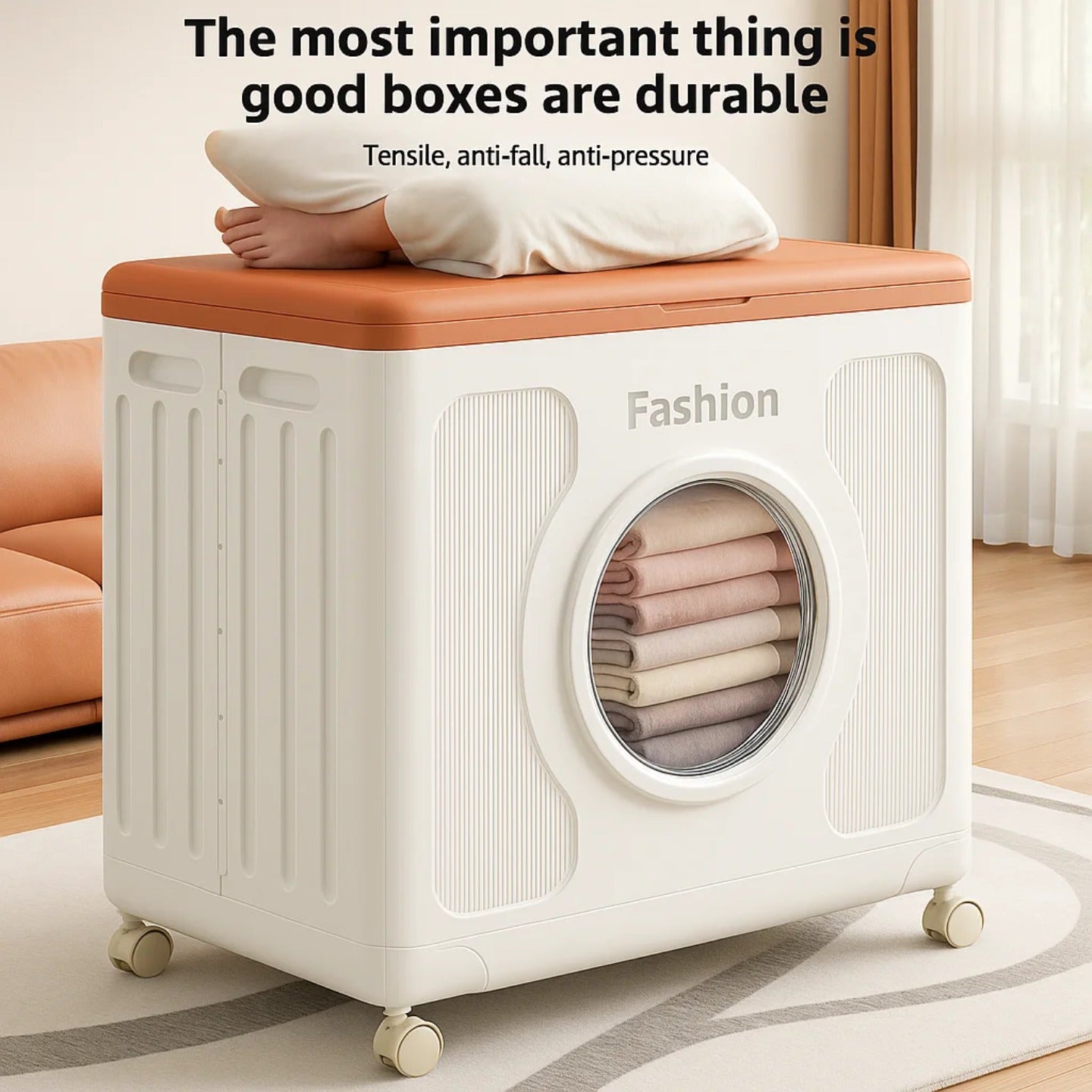 Foldable Storage Organizer Box, Rolling Plastic Storage Cabinet Bin - Image 8