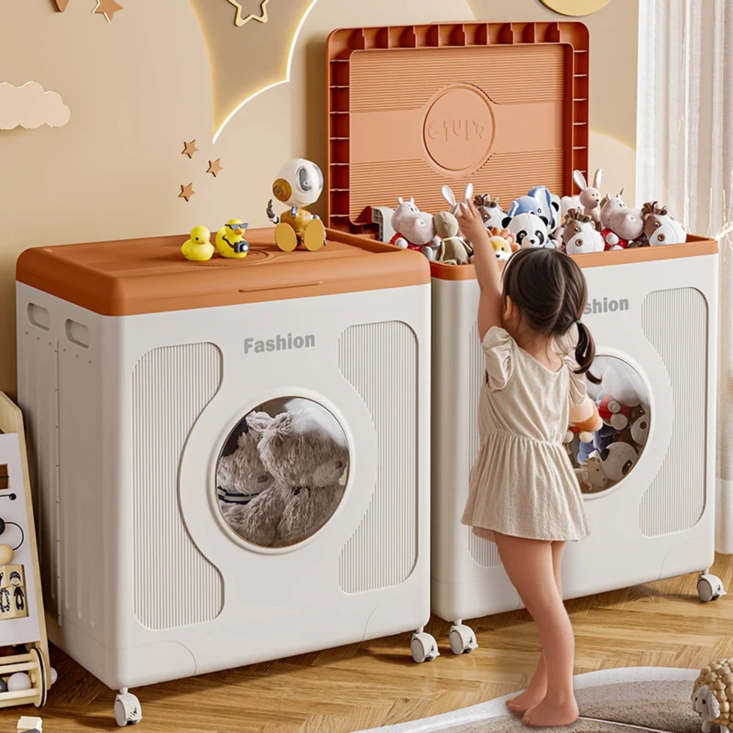 Foldable Storage Organizer Box, Rolling Plastic Storage Cabinet Bin - Image 3