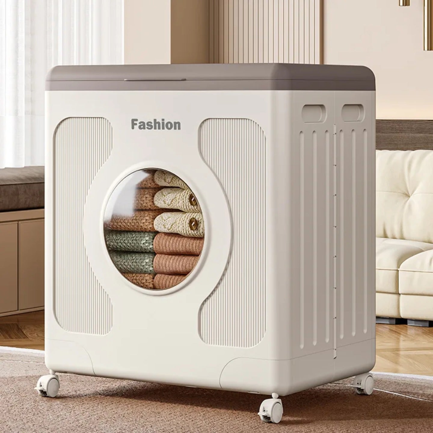 Foldable Storage Organizer Box, Rolling Plastic Storage Cabinet Bin - Image 6