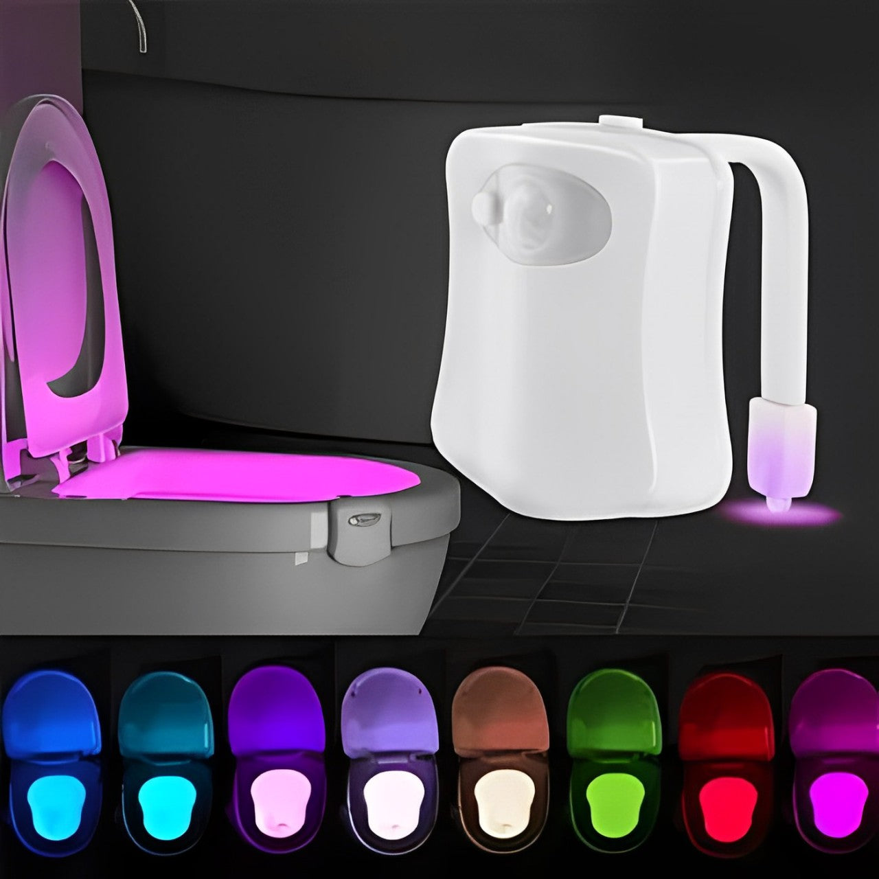 Hanging Toilet Night Lamp, Motion Activated LED Bathroom Night Light with 16 Colors