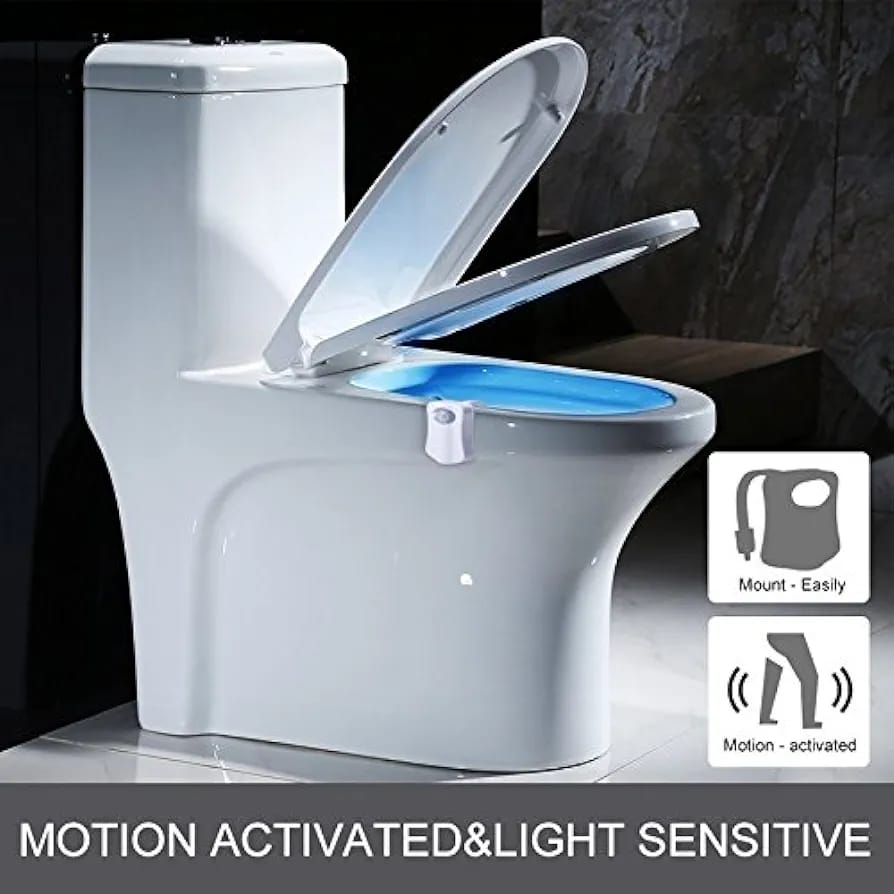 Hanging Toilet Night Lamp, Motion Activated LED Bathroom Night Light with 16 Colors - Image 5