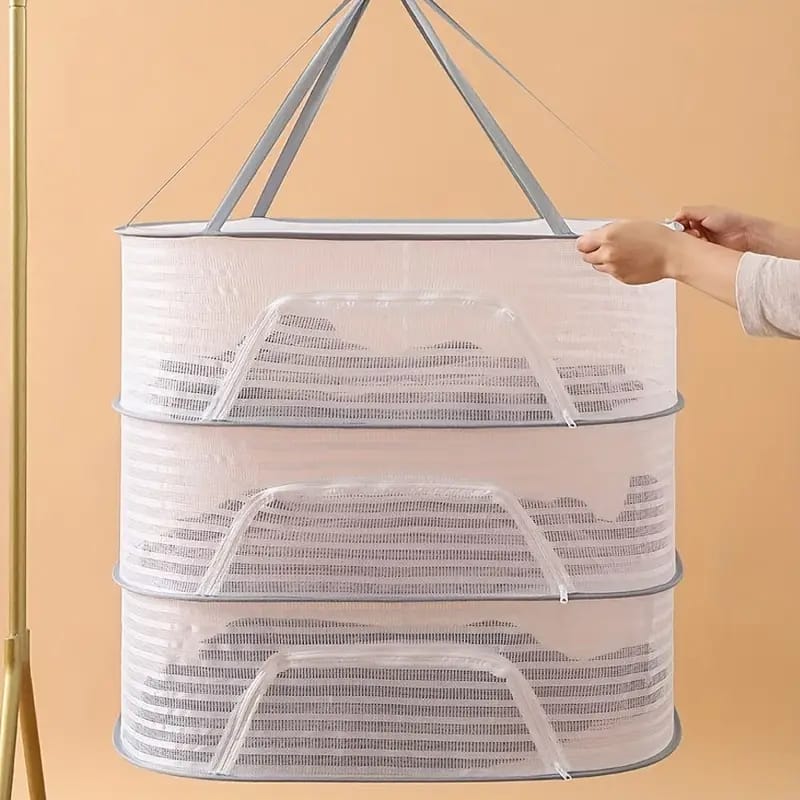 Herb Drying Rack Net, 3 Layer Hanging Mesh Net, Fruits, Veggies, Herbs, Fish Drying Rack - Image 5