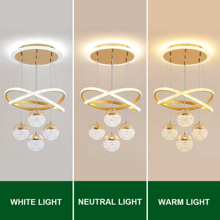 Modern Chandelier Pendant Indoor Lamp, LED Ceiling Decor Light With Remote - Image 3