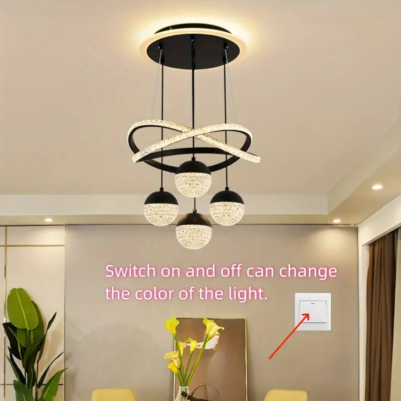 Modern Chandelier Pendant Indoor Lamp, LED Ceiling Decor Light With Remote - Image 4
