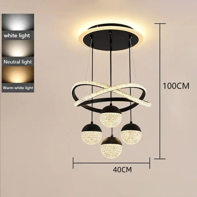 Modern Chandelier Pendant Indoor Lamp, LED Ceiling Decor Light With Remote - Image 11