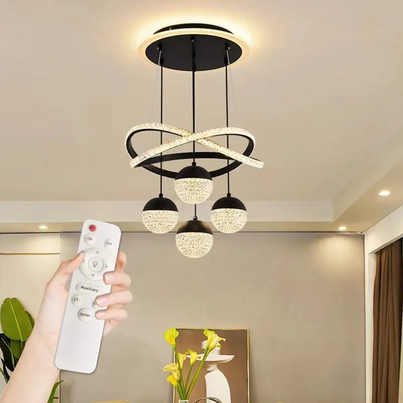 Modern Chandelier Pendant Indoor Lamp, LED Ceiling Decor Light With Remote