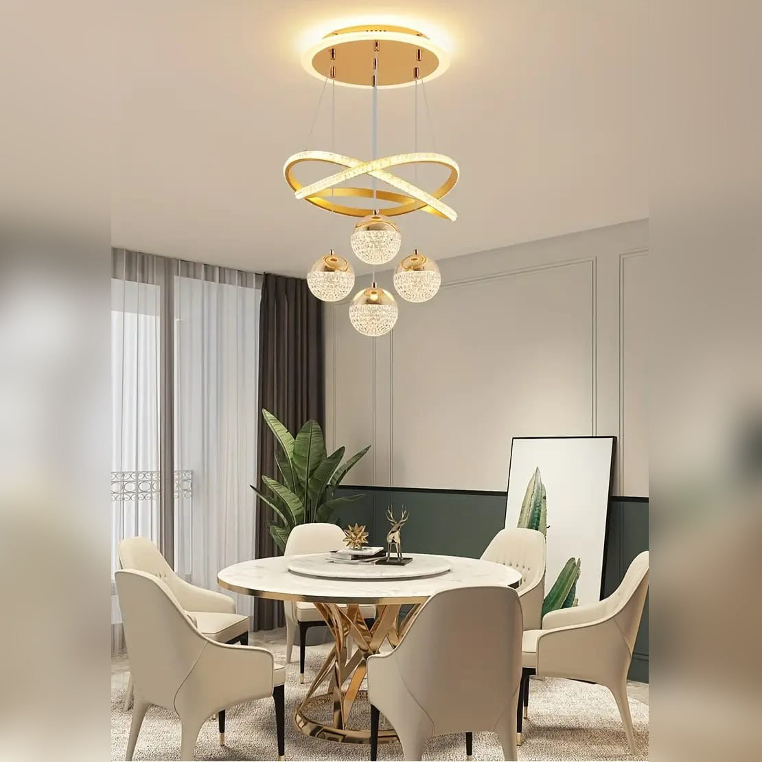 Modern Chandelier Pendant Indoor Lamp, LED Ceiling Decor Light With Remote - Image 12