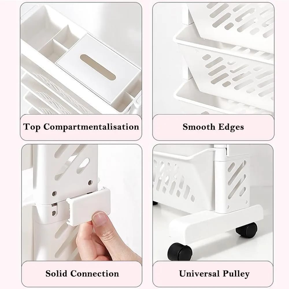 Multi-layer Movable Shelf, Bookshelf Rack Storage Organizer with Wheels - Image 5