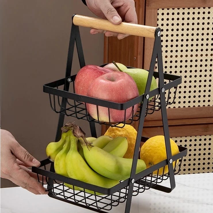 Multi-tier Countertop Fruit Vegetable Storage Basket Rack Shelf, Fruit Display Stand