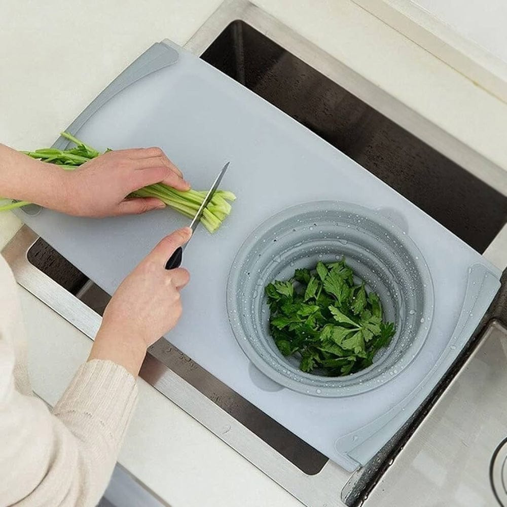Multifunctional Chopping Board, 3-in-1 Folding Cutting Board with Draining,Washing Basket - Image 7