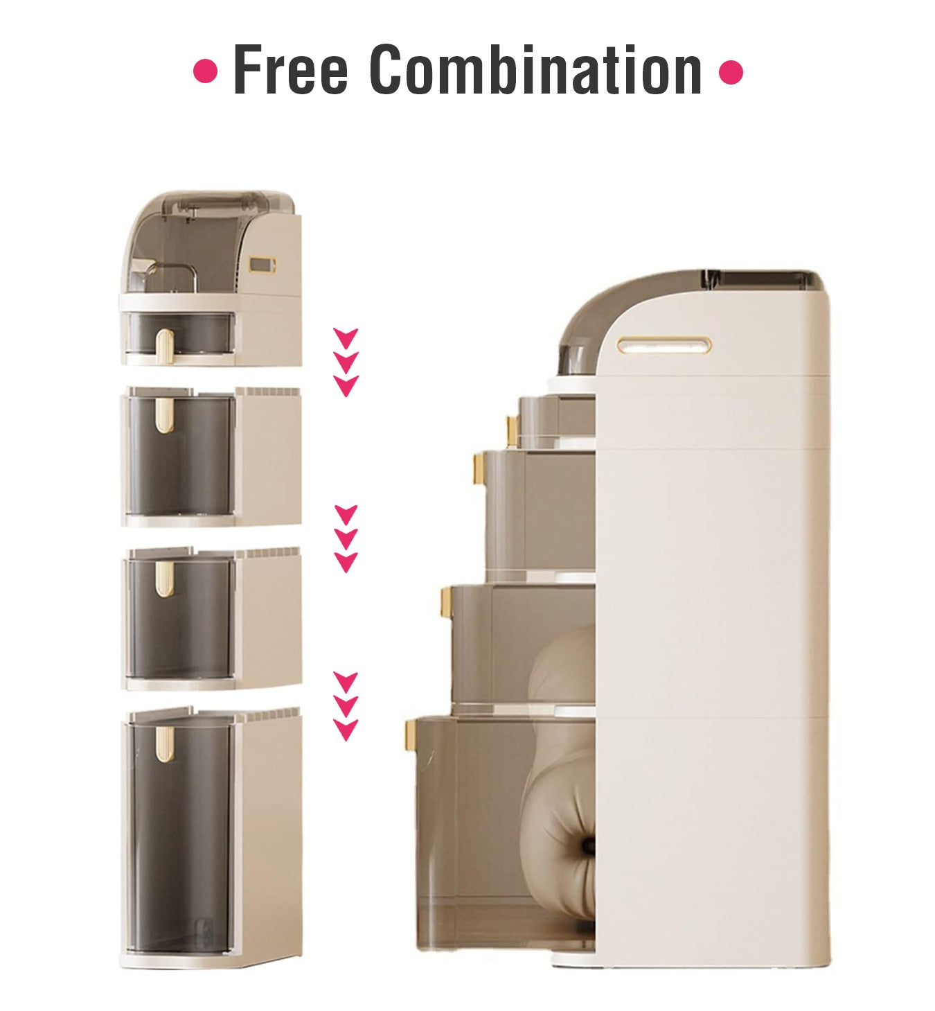 Narrow Slim Gap Tower Bathroom Floor Cabinet Organizer, Side Rolling Storage with Clear Drawers for Small Space - Image 7