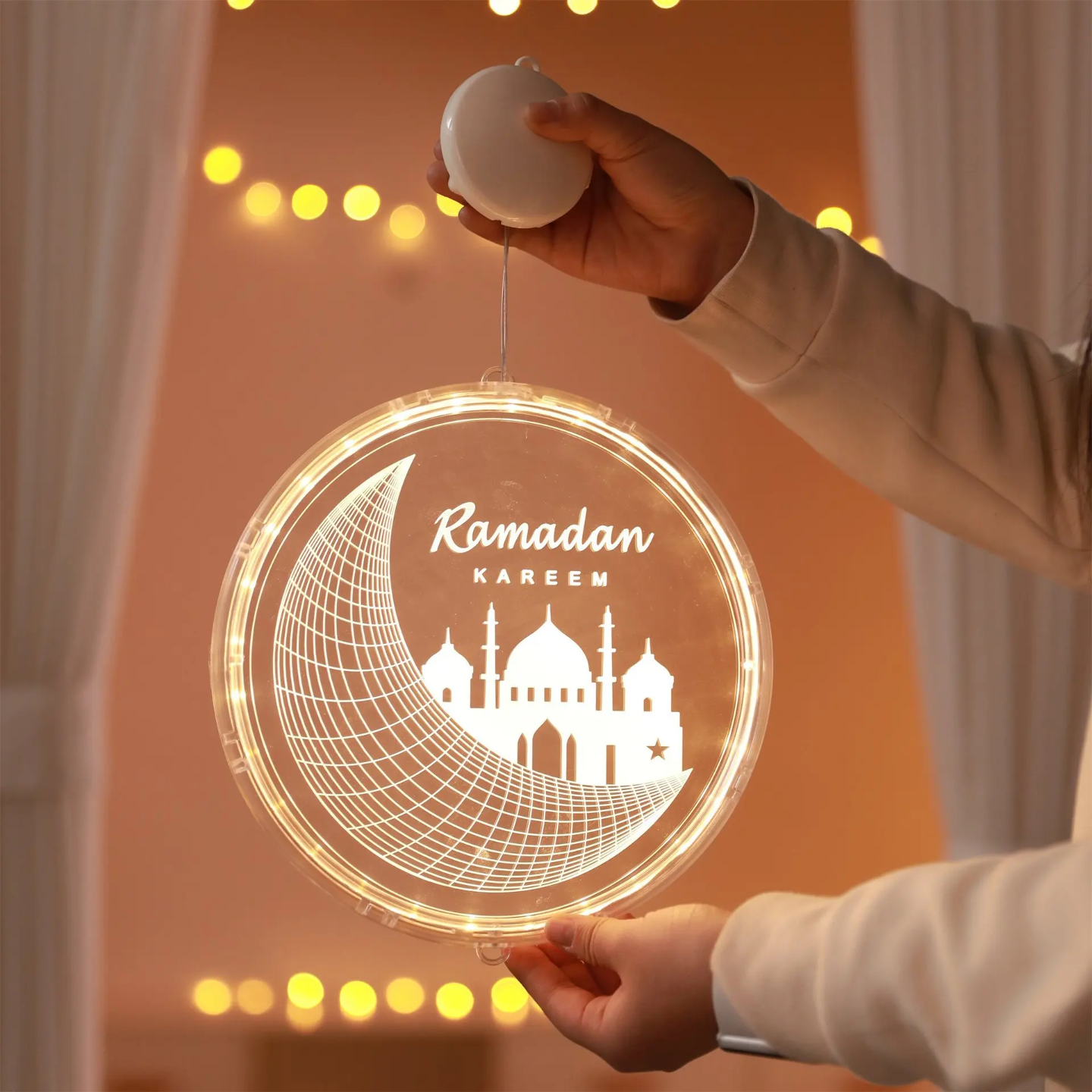 Ramadan 3D Decorative Hanging Light, Moon Star Window Lamp Decor LED Night Lights - Image 6